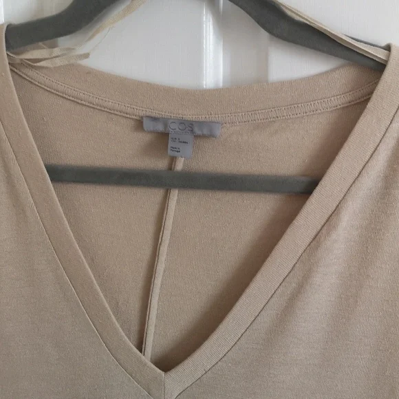 Cos Beige Linen Blend Tshirt, Size S - Picture 3 of 8